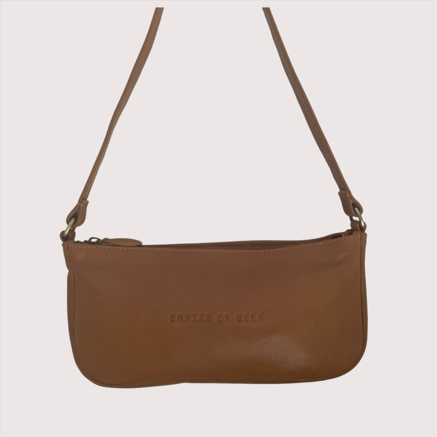 Dark Caramel Leather Audrey Shoulder Bag
