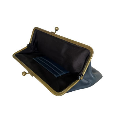 Navy Blue Leather June Clutch