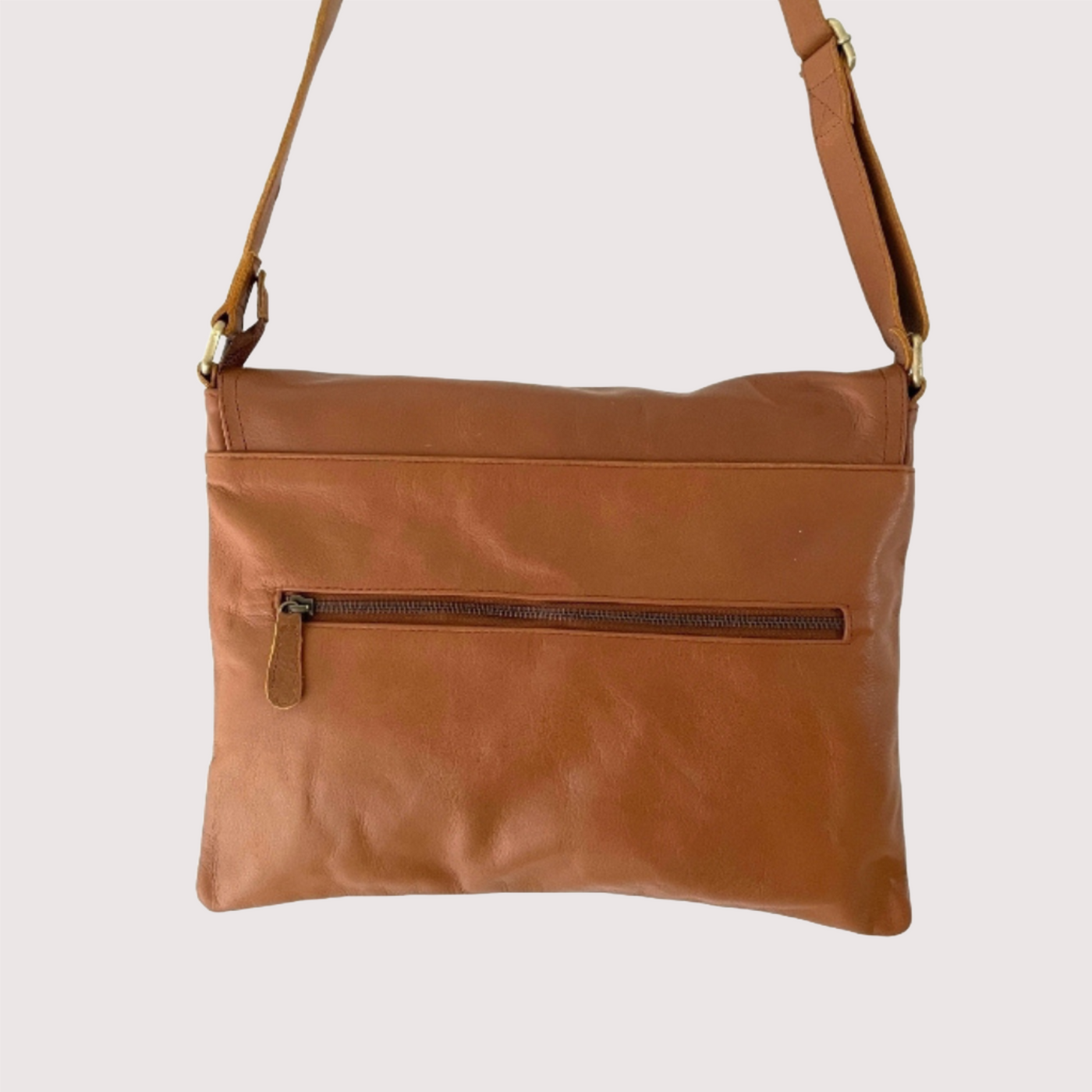 Dark Caramel Leather Myra Satchel Bag