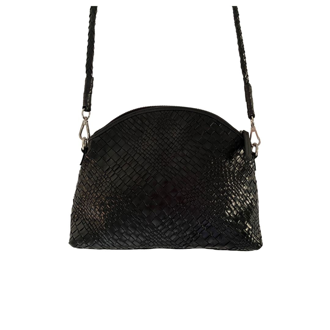 Black Leather Savita Handbag