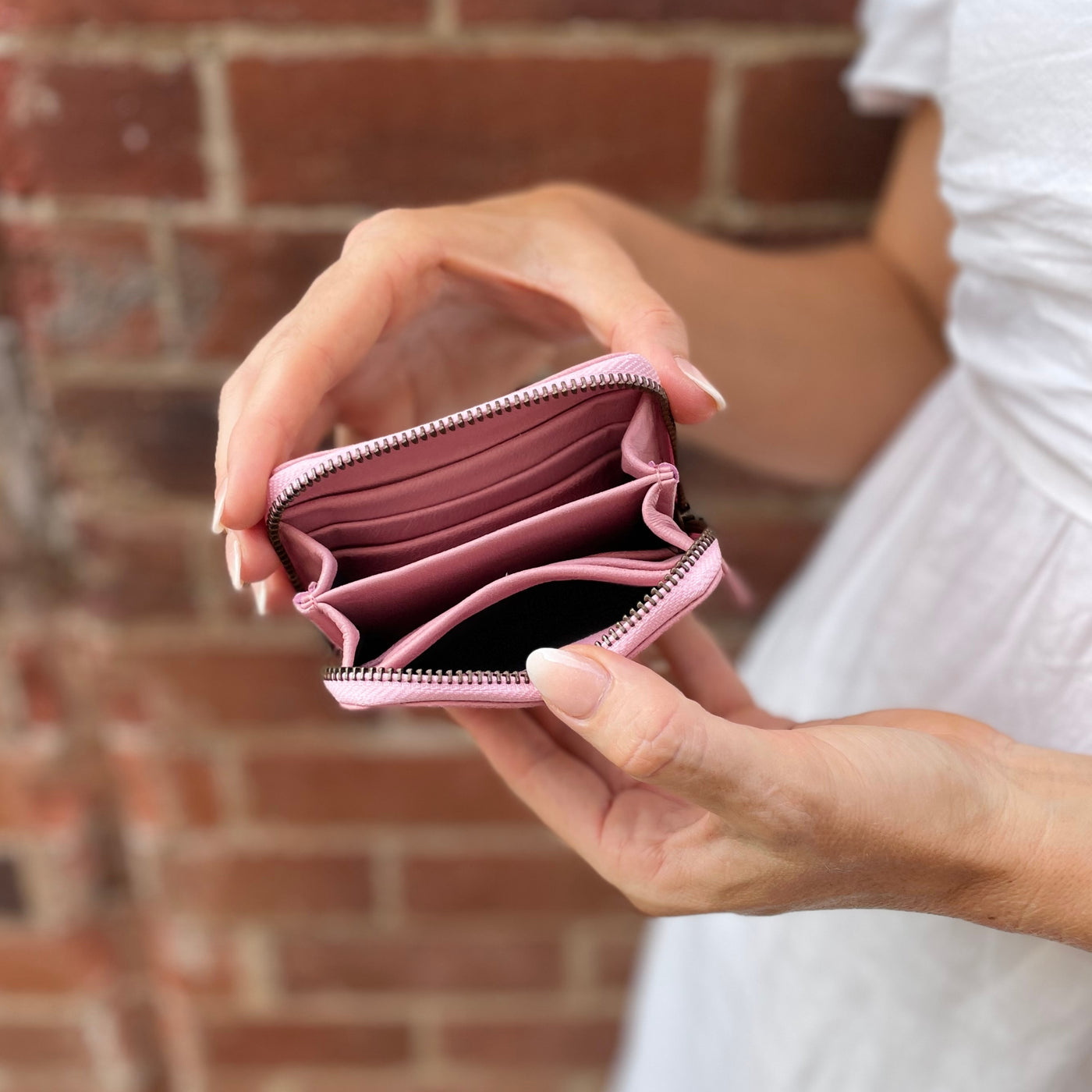 Pastel Pink Leather Claire Card Wallet