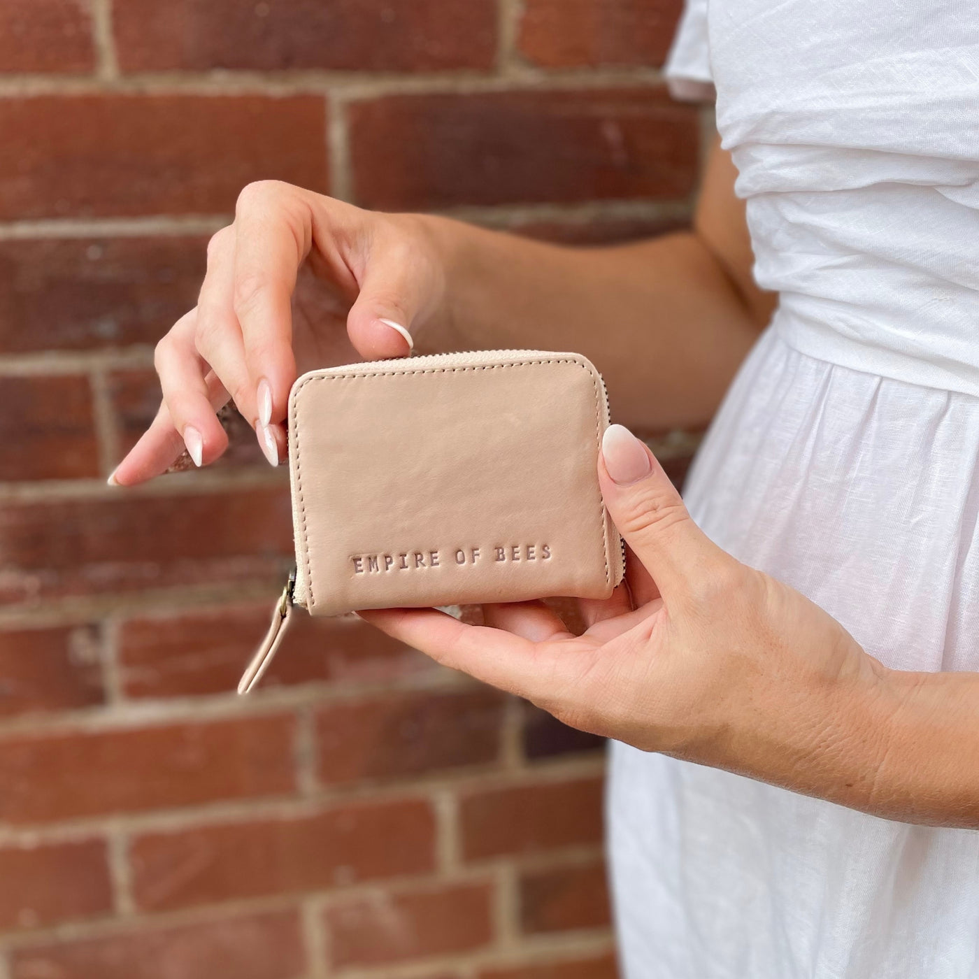 Taupe Leather Claire Card Wallet
