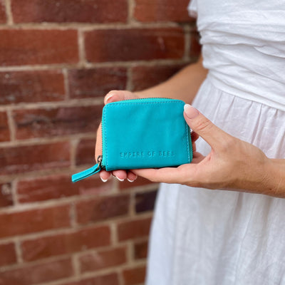 Teal Leather Claire Card Wallet