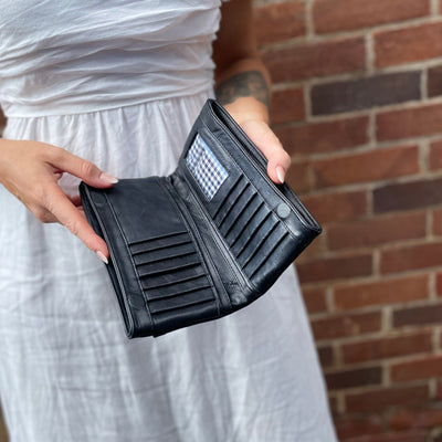 Black Leather Maggie Wallet