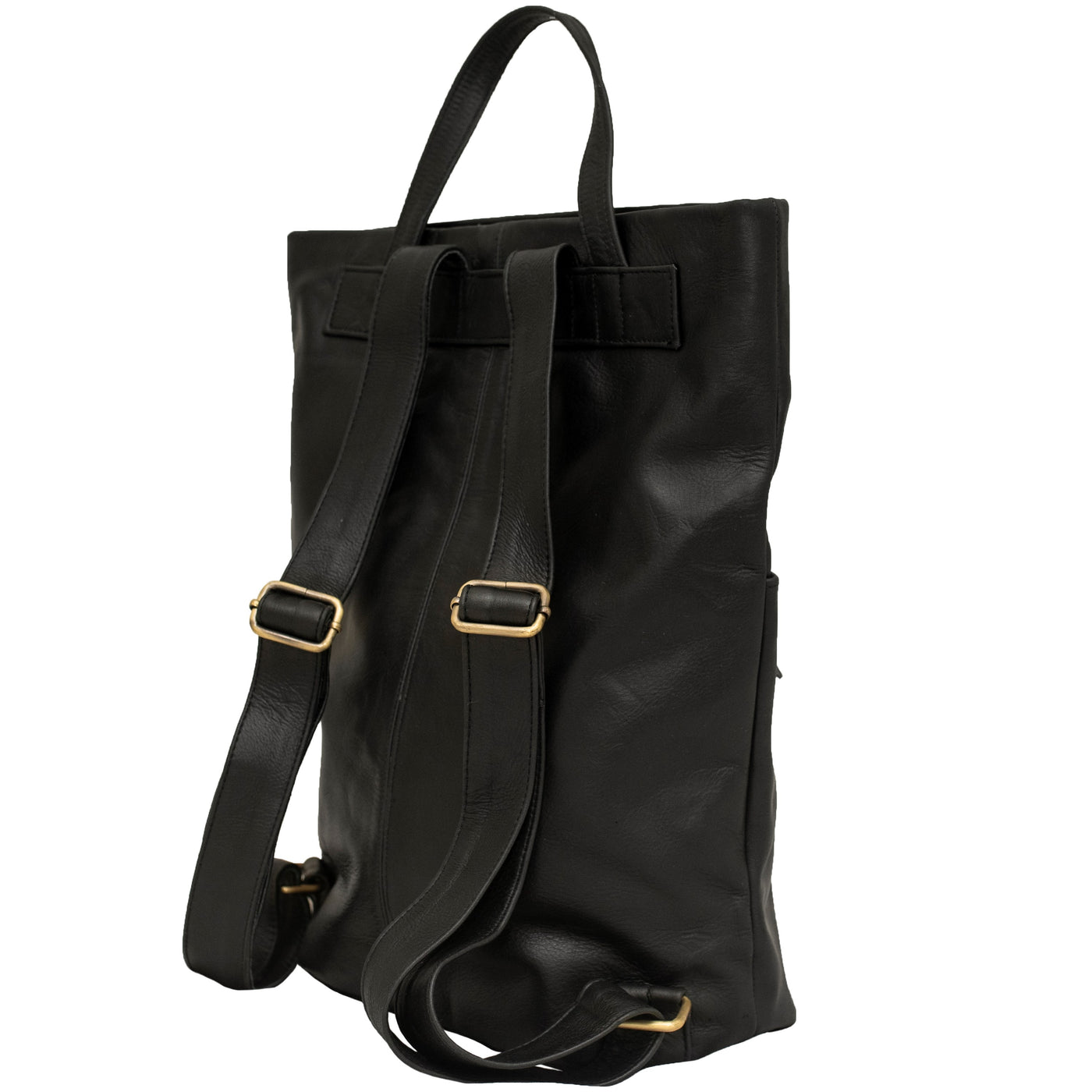 Black Leather Mindy Backpack